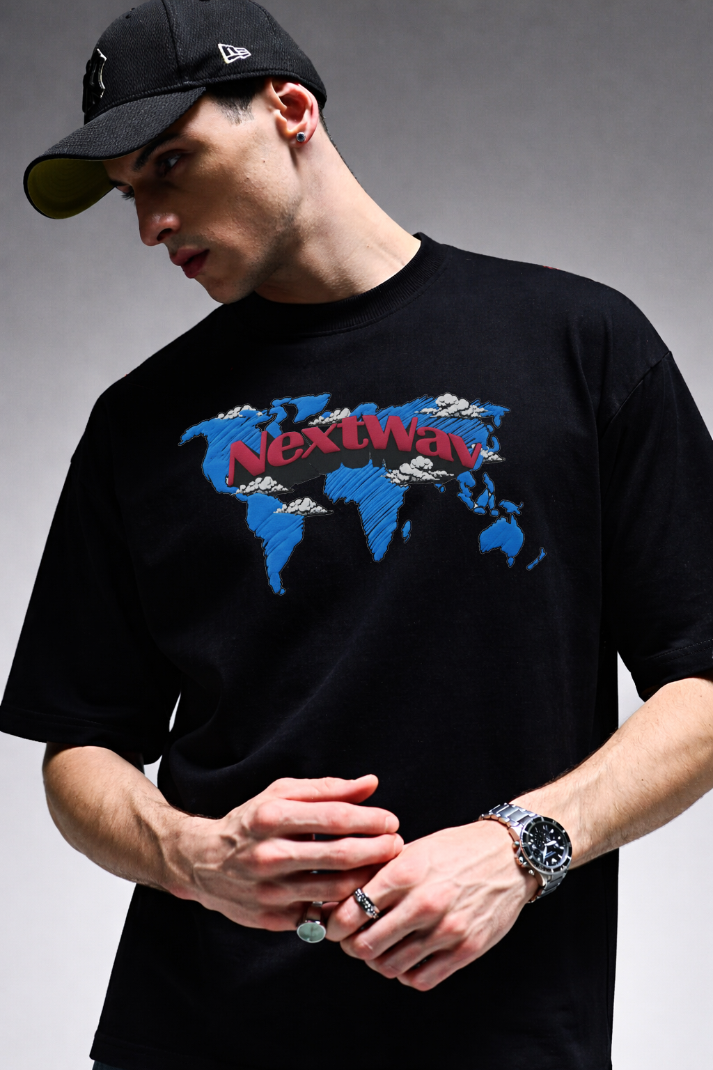 Worldwide Globe Graphic Oversized T-Shirt
