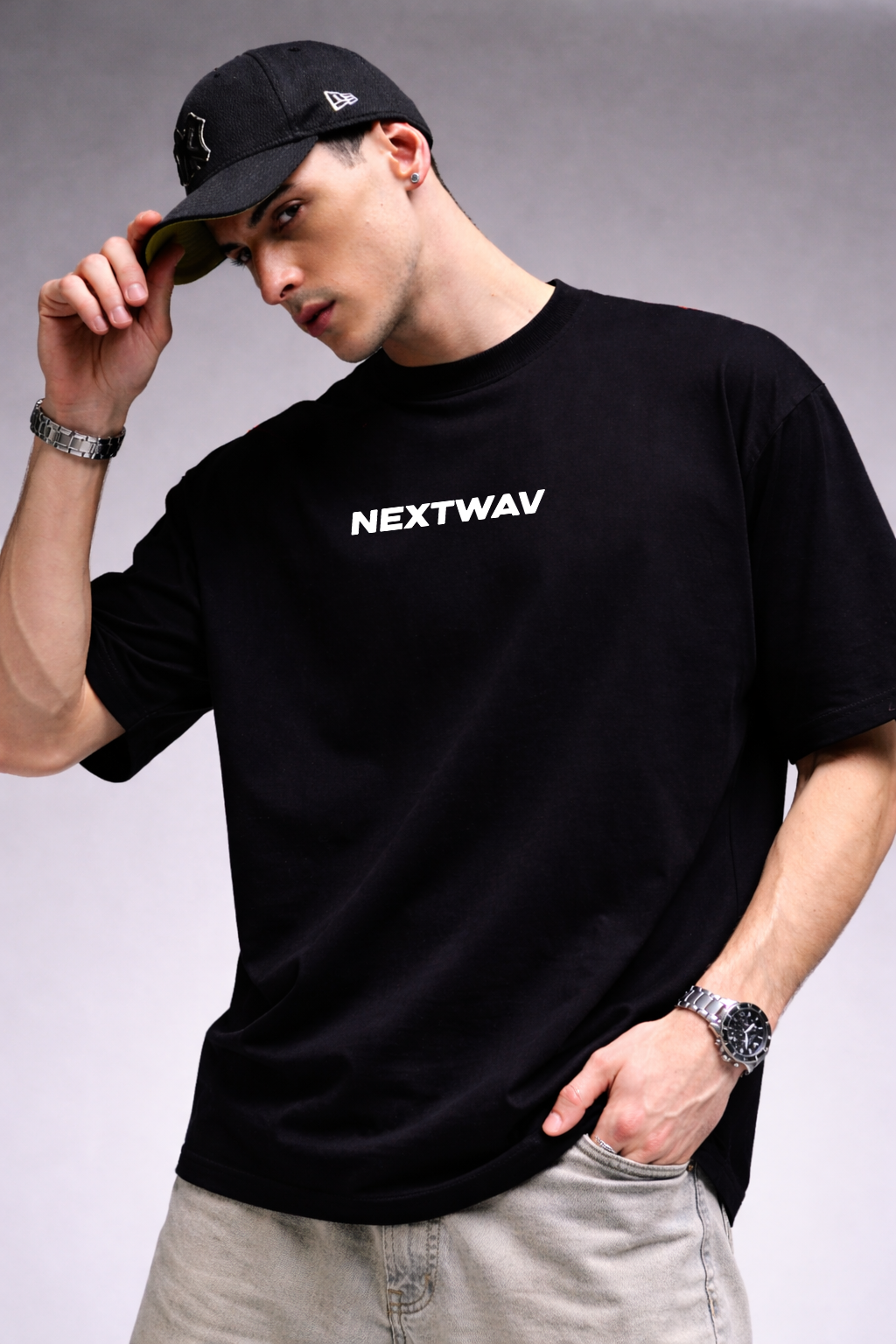 Ocean Cruze Blue Flame Graphic Oversized T-Shirt